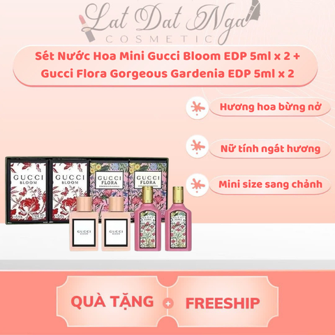 Sét Nước Hoa Mini Gucci Bloom EDP 5ml x 2 + Gucci Flora Gorgeous Gardenia EDP 5ml x 2
