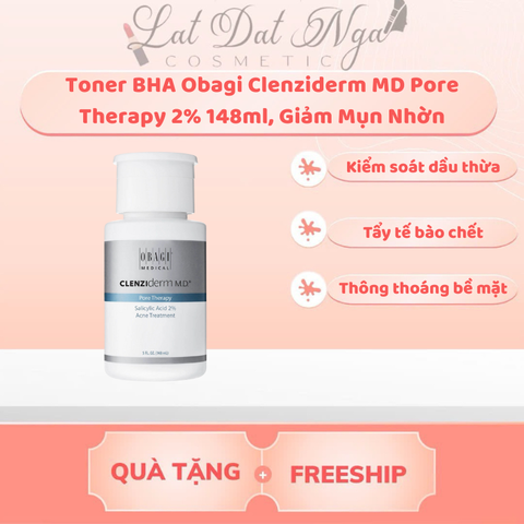 Toner BHA Obagi Clenziderm MD Pore Therapy 2% 148ml, Giảm Mụn Nhờn