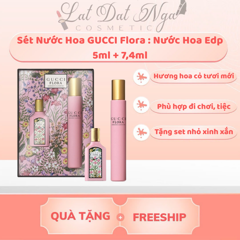( Móp )  Sét Nước Hoa GUCCI Flora : Nước Hoa Edp 5ml + 7,4ml