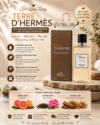 Sữa Tắm + Gội Hermès Terre D'Hermes Hair & Body Shower Gel 200ml