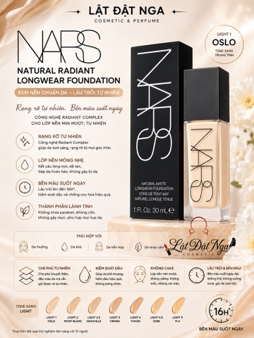 Kem Nền Nars Natural Radiant Longwear Foundation 30ml ( Chai Cao )