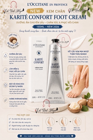 New - Kem Chân Loccitane Karite Confort Foot Cream 150ml Vỏ Trắng