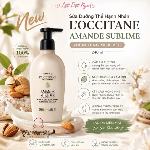 New - Sữa Dưỡng Thể Hạnh Nhân L'Occitane Amande Sublime Quenching Milk Veil 240ml