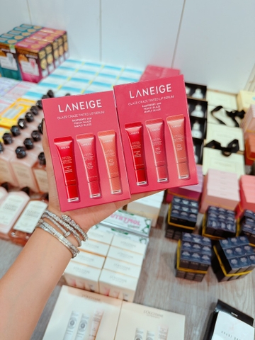 Sét 3 tuýp -  Son Dưỡng Có Màu Laneige Glaze Craze Tinted Polypeptide Lip Serum : Raspberry Jam/ Peach Glaze/ Maple Glaze