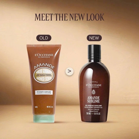 Mẫu Mới - Gel Tắm Tẩy Da Chết LOccitane Almond Sublime Shower 250ml - Hạnh Nhân