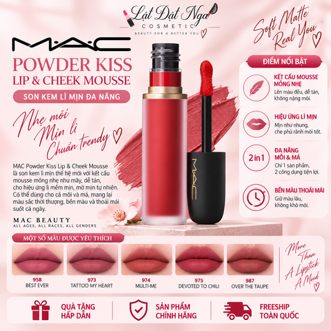 ( Duty ) Son Kem Mac Powder Kiss Lip & Cheek Mousse 5ml