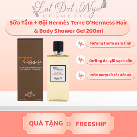Sữa Tắm + Gội Hermès Terre D'Hermess Hair & Body Shower Gel 200ml