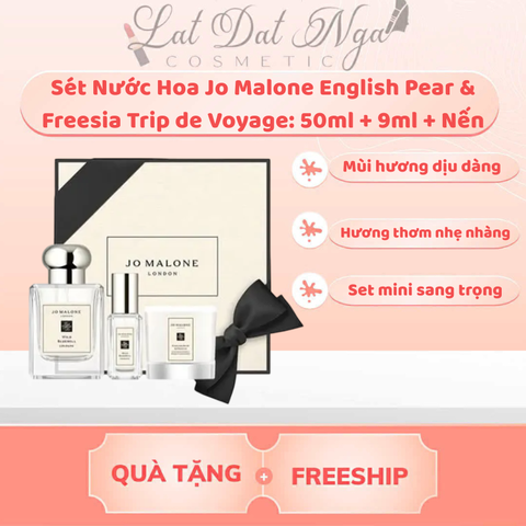 Sét Nước Hoa Jo Malone English Pear & Freesia Trip de Voyage: 50ml + 9ml + Nến