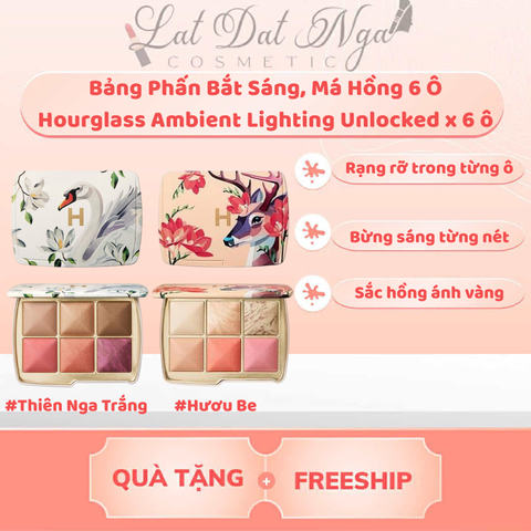 Bảng Phấn Bắt Sáng, Má Hồng 6 Ô Hourglass Ambient Lighting Unlocked x 6 ô