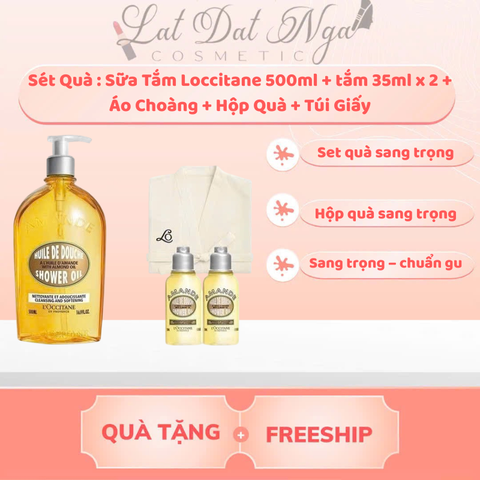 Sét Quà : Sữa Tắm Loccitane 500ml + tắm 35ml x 2 + Áo Choàng + Hộp Quà + Túi Giấy