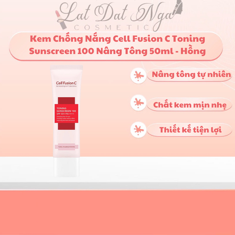 Kem Chống Nắng Cell Fusion C Toning Sunscreen 100 Nâng Tông 50ml - Hồng