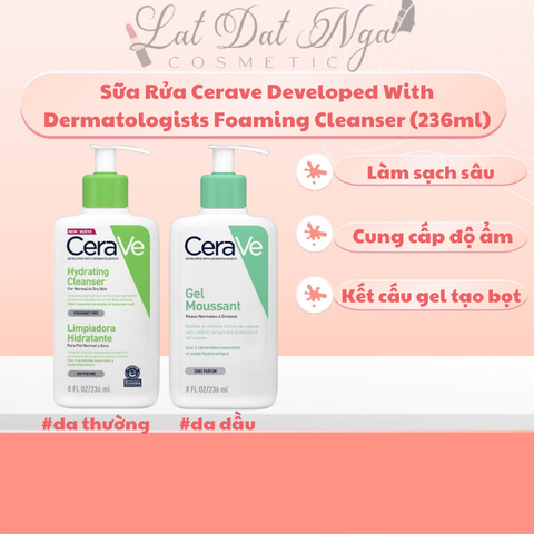 Sữa Rửa Mặt Cerave Developed With Dermatologists Foaming Cleanser (236ml)