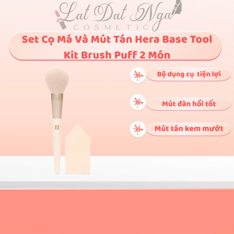 Set Cọ Má Và Mút Tán Hera Base Tool Kit Brush Puff 2 Món