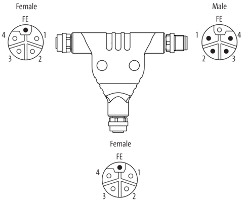 Đầu nối T Murrelektronik M12 Power 7000-P4901-0000000