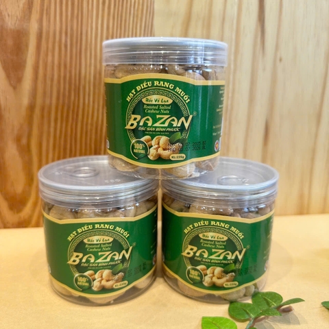 Hạt điều rang muối sạch vỏ lụa hộp 235gr - Bazan