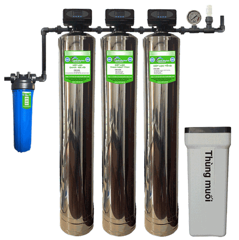 Hệ thống lọc tổng sinh hoạt 3 cột inox NSX-AI3-1