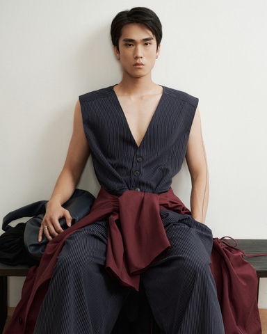 Daiwa Gilet Navy Stripe