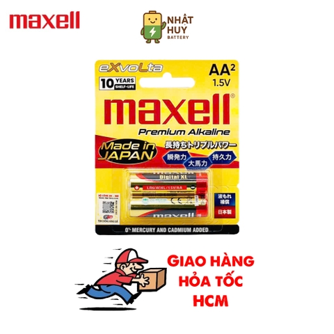 Pin AA Maxell Exvolta Premium Alkaline LR6 Cao Cấp Vỉ 2 Viên - Hàng Chính Hãng (Made In JAPAN)