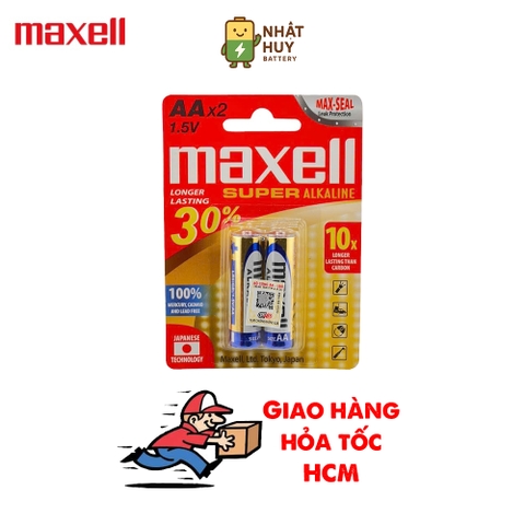Pin Tiểu AA MAXELL Super Alkaline (LR6) Siêu Bền, Không Chảy Nước, Vỉ 2 Viên - Hàng Chính Hãng