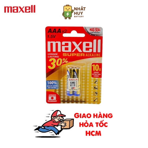 Pin Đũa AAA MAXELL Super Alkaline (LR03) Siêu Bền, Không Chảy Nước, Vỉ 2 Viên - Hàng Chính Hãng