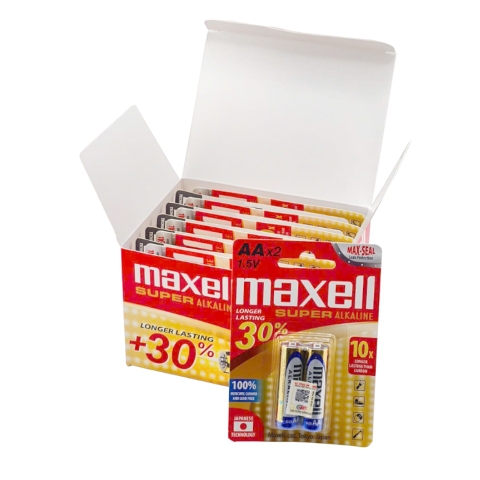 Pin Tiểu AA MAXELL Super Alkaline (LR6) Siêu Bền, Không Chảy Nước, Vỉ 2 Viên - Hàng Chính Hãng