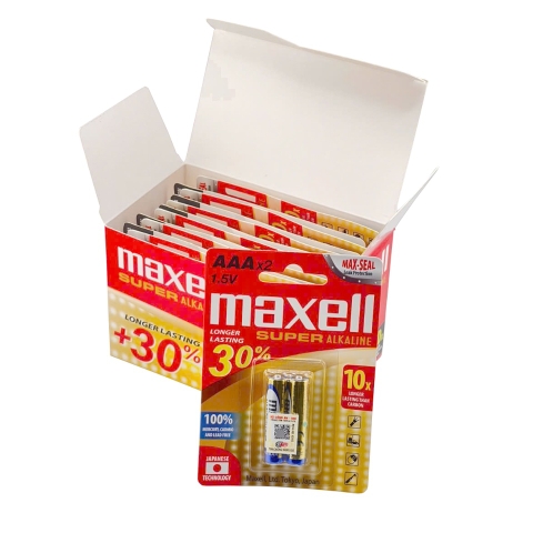 Pin Đũa AAA MAXELL Super Alkaline (LR03) Siêu Bền, Không Chảy Nước, Vỉ 2 Viên - Hàng Chính Hãng
