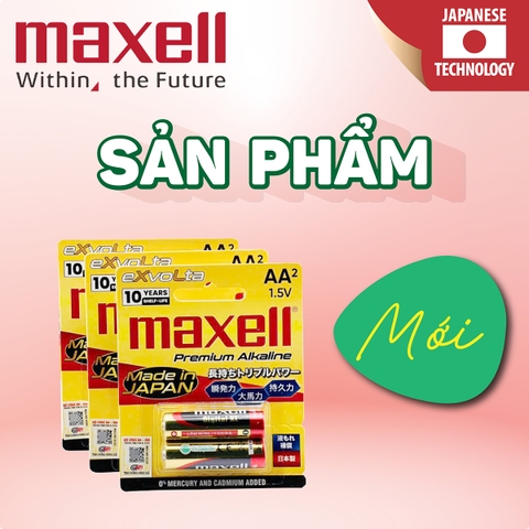 Pin AA Maxell Exvolta Premium Alkaline LR6 Cao Cấp Vỉ 2 Viên - Hàng Chính Hãng (Made In JAPAN)