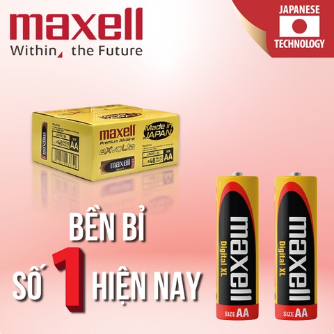 Pin AA Maxell Exvolta Premium Alkaline LR6 Cao Cấp Vỉ 2 Viên - Hàng Chính Hãng (Made In JAPAN)