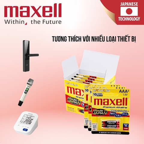 Pin AAA Maxell Exvolta Premium Alkaline LR03 Cao Cấp Vỉ 2 Viên - Hàng Chính Hãng (Made In JAPAN)