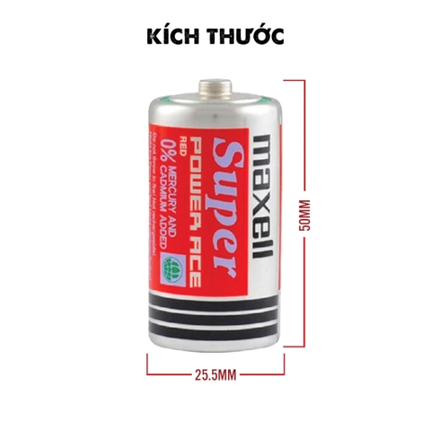 Pin Trung R14P MAXELL Super Power ACE Vỏ Kim Loại, Bền Bỉ, Không Chảy Nước - Hàng Chính Hãng