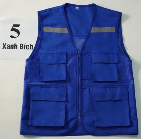 Áo gile bảo hộ phản quang màu xanh bích