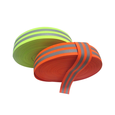 Dây vải phản quang bản rộng 5cm 2 sọc phản quang