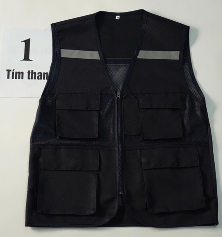 Áo gile bảo hộ phản quang màu tím than