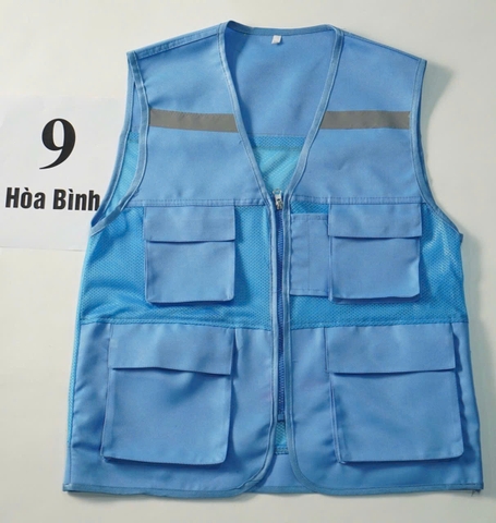 Áo gile bảo hộ phản quang màu xanh hòa bình