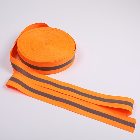 Dây vải phản quang cam sọc ghi bản 5cm