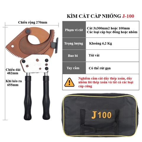 Kìm cắt cáp bọc lõi đồng-nhôm J100