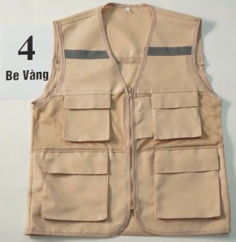 Áo gile bảo hộ phản quang màu be vàng