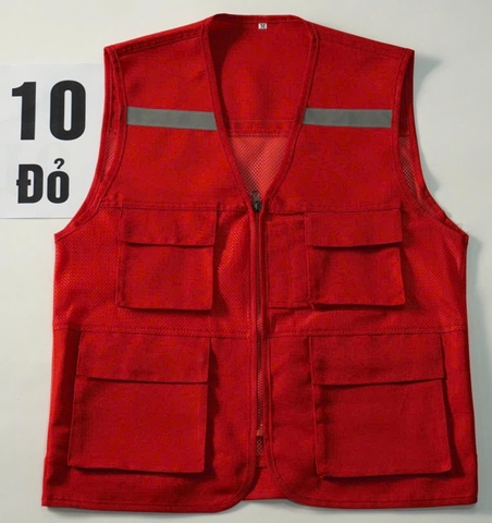 Áo gile bảo hộ phản quang màu đỏ