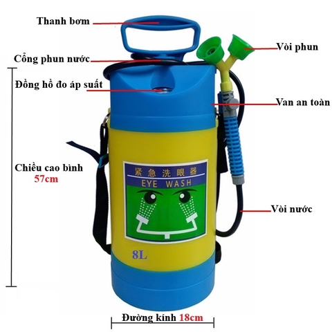 Bồn rửa mắt khẩn cấp di động dung tích 8 lít