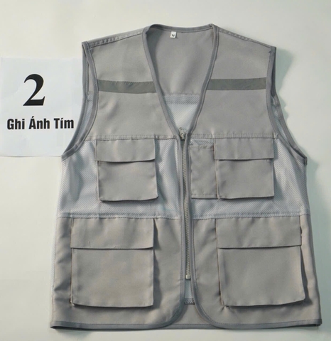 Áo gile bảo hộ phản quang màu ghi ánh tím