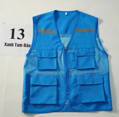 Áo gile bảo hộ phản quang màu xanh tam đảo