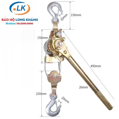 Pa lăng cáp lắc tay NGK 3 tấn 2 móc