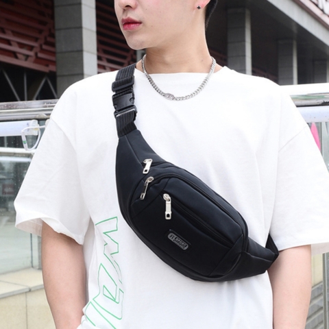 Túi đeo chéo nam in logo R cực chất, hạn chế thấm thước, sức chứa lớn