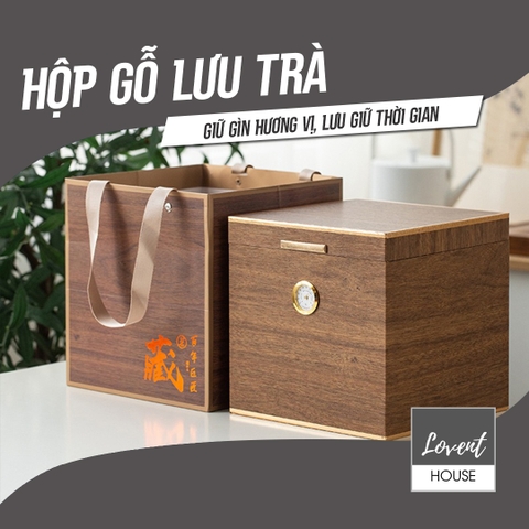 Hộp Gỗ Ép Cao Cấp Lưu Trà (Có Đồng Hồ Đo Độ Ẩm)