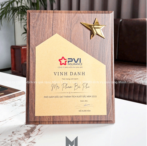 Bảng Vinh Danh Chất Liệu Gỗ, Hộp Đựng Màu Đỏ ML08