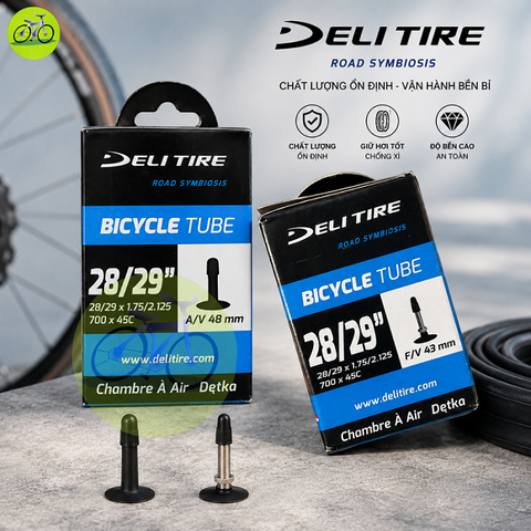 Ruột Xe Đạp Deli Tire 700c Van Nhỏ FV/Van Lớn AV- Kích Thước 29 inch