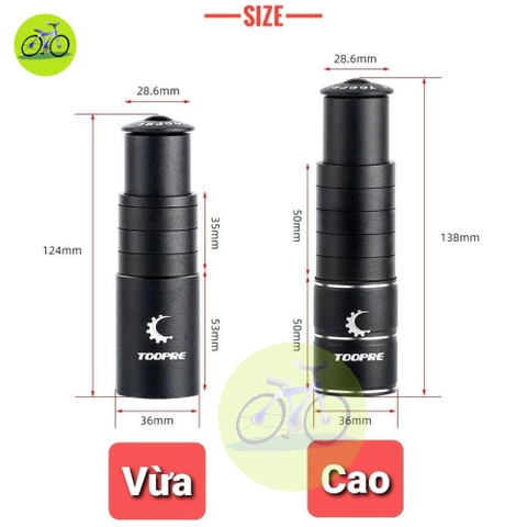 Bộ nâng cao ghi đông xe đạp Nối cổ xe đạp Toopre Tăng Cổ tay lái lên 124mm/138mm