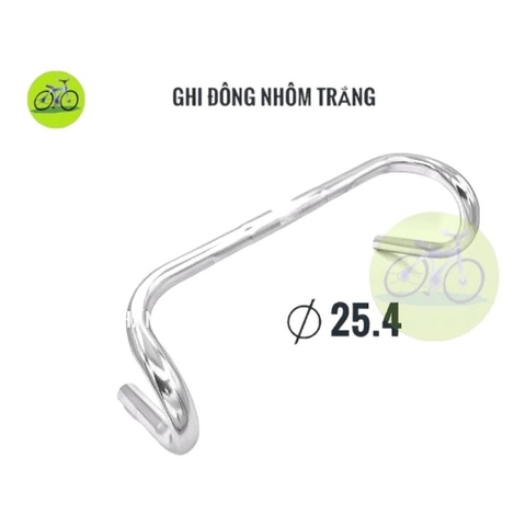 Tay lái ghi đông xe đạp nhôm cong cuộc sừng trâu phi 25.4mm