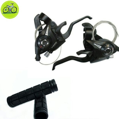 Combo tay đề bấm xả shimano 3x7 và bao tay nắm cao su xe đạp