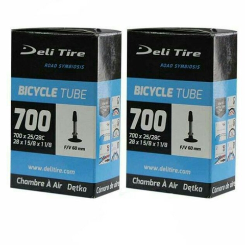 Cặp 2 Ruột Săm xe đạp Siêu nhẹ Deli 700x25/28c FV-60mm - Van Xe Pháp - van xe đạp
